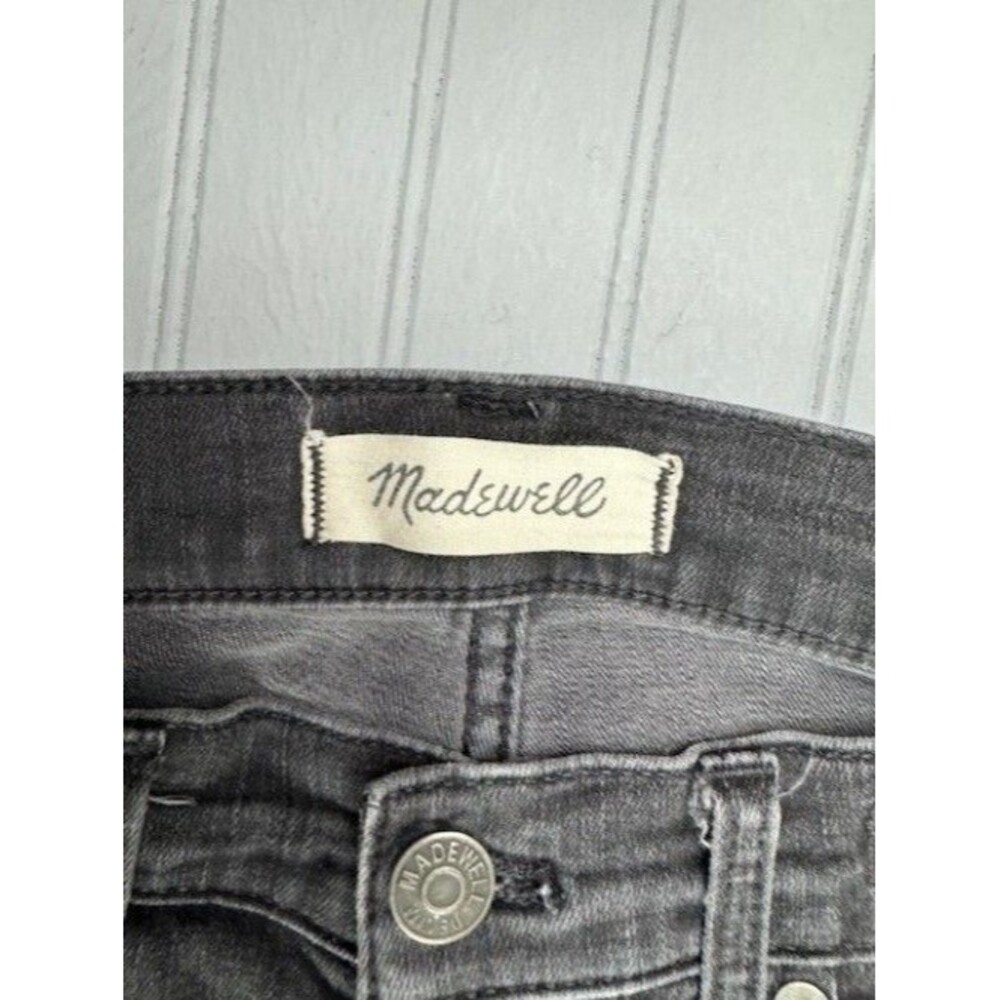 Madewell Size 26 Womens Jeans 10" High Rise Skinny Raw Hem Black Button Fly - Picture 4 of 6